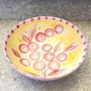 Handcrafted Pink and Yellow Ceramic Bowl Made In Italy